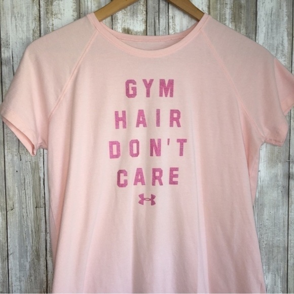 Under Armor Kids Pink Gym Hair Tee - Picture 3 of 4